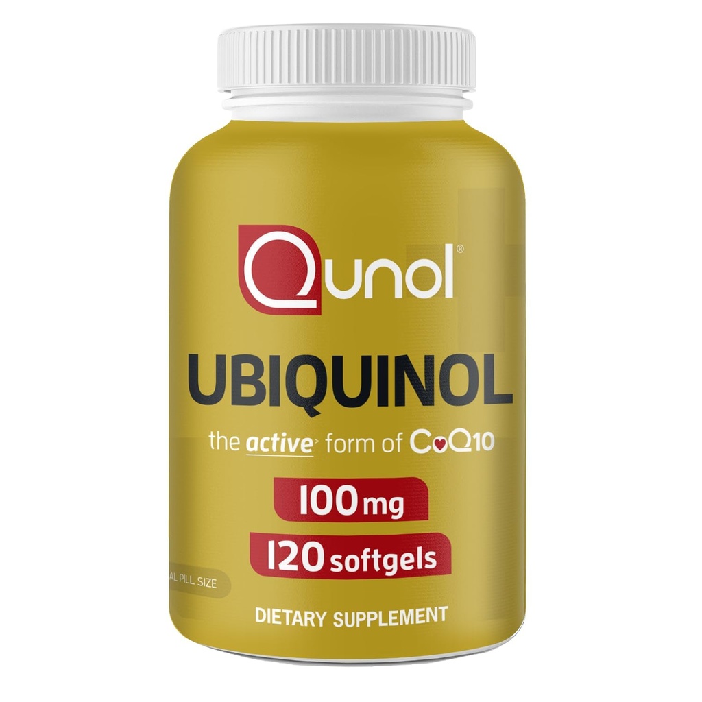 Qunol 100mg Ubichinol, Výkonný antioxidant pre zdravie srdca a ciev, Essential for Energy Production, Natural Supplement Active Form of Coq10, 120 Count