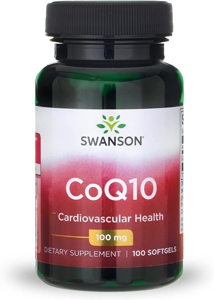 Swanson CoQ10 - Energy Antioxidant Support - Koenzým Q10 Supplement - (100 Softgels, 100mg Each)