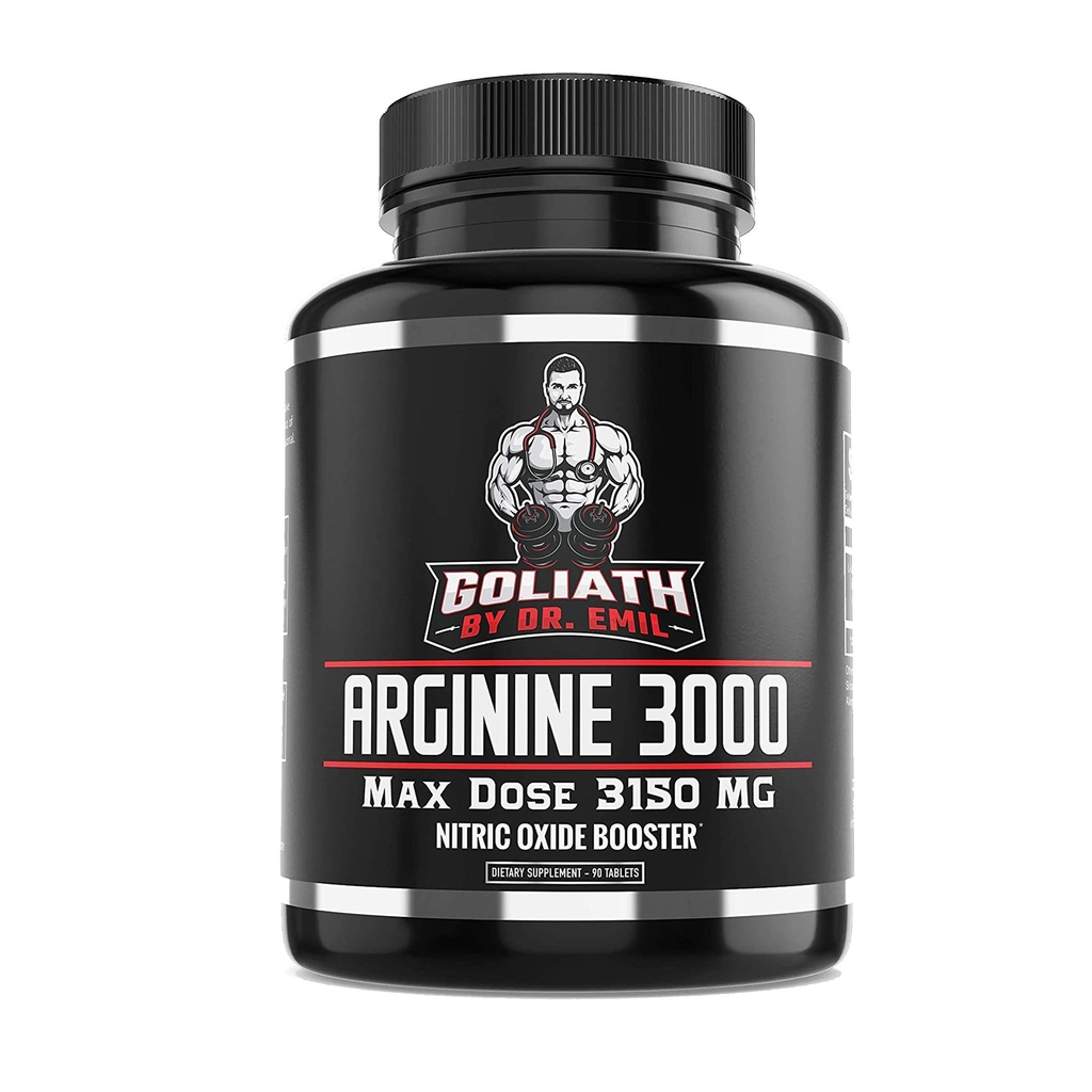 Dr. Emil - L Arginín (3150 mg) Najvyššia dávka kapsuly - Dodatok k oxidu dusnatého pre cievy, vytrvalosť a zdravie srdca (AAKG a HCL) - 90 tabliet