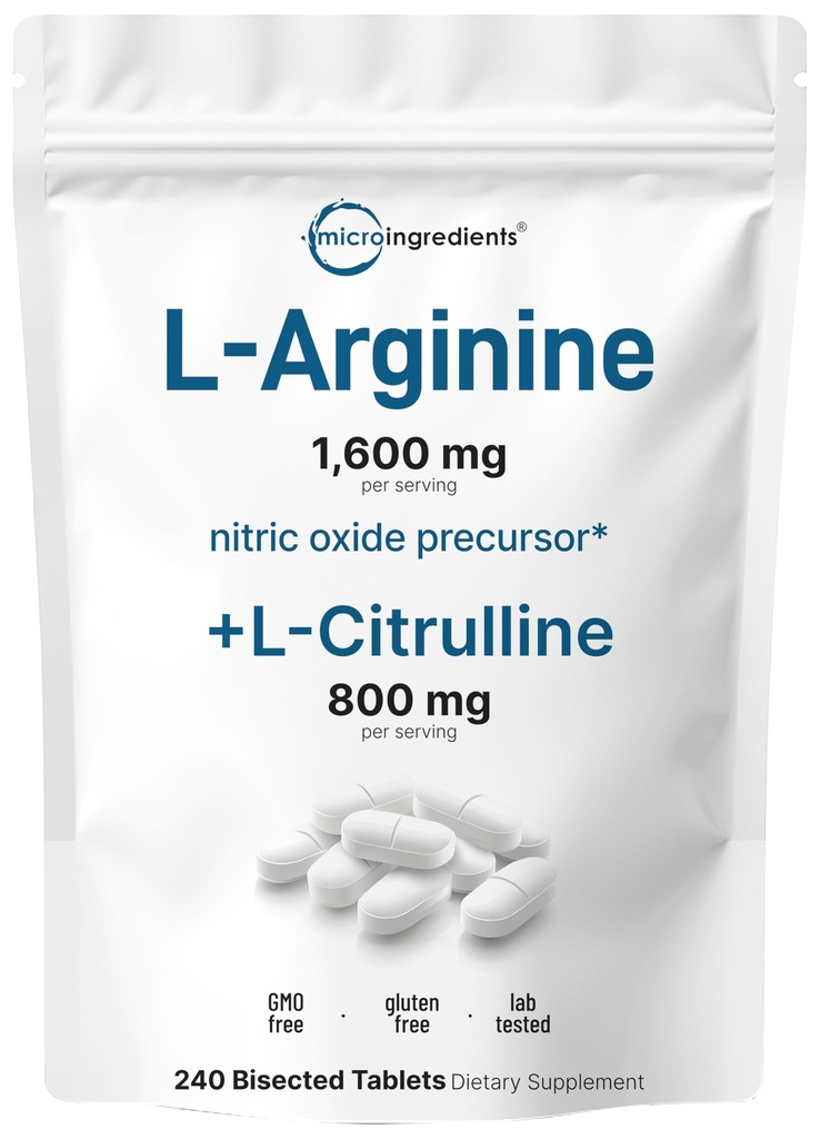 L-arginín 1,600mg doplnok oxidu dusnatého pre mužov s L- citrulínom, 240 Bisektovaných tabliet