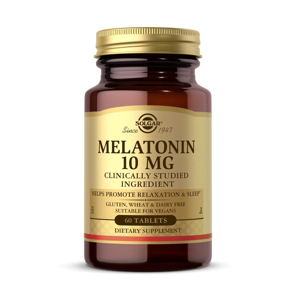 Solgar Melatonin 10mg tablety HighDosage pomáha podporovať relaxačný spánok klinicky študovaný melatonín podporuje prirodzený spánkový cyklus Vegan Gluten zadarmo Dairy Free Kosher Servings, 60 Počet