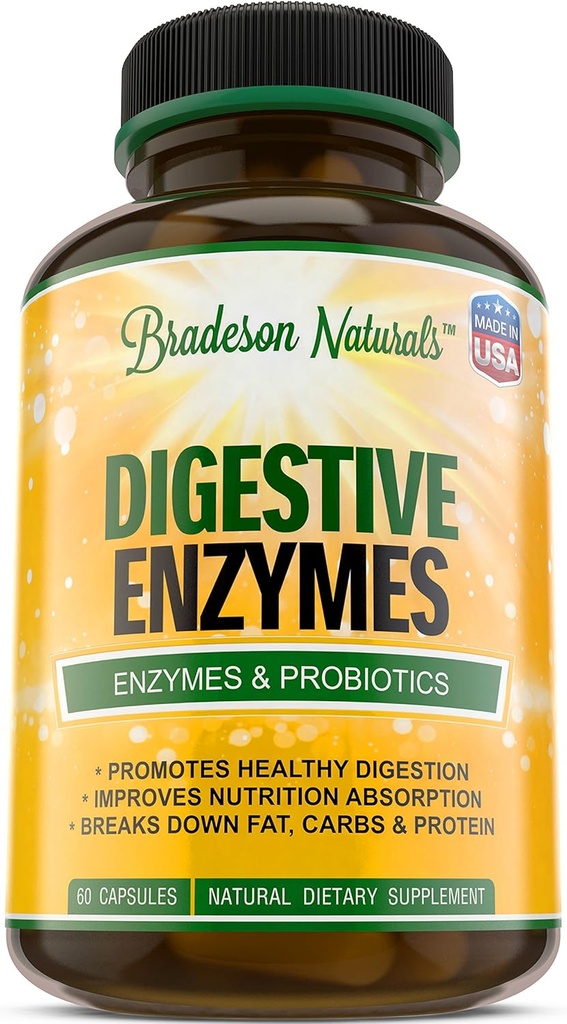 Tráviace enzýmy od Bradesona Naturals - Enzymes & Probiotiká, Prírodné diétne doplnky, 60 Kapsule