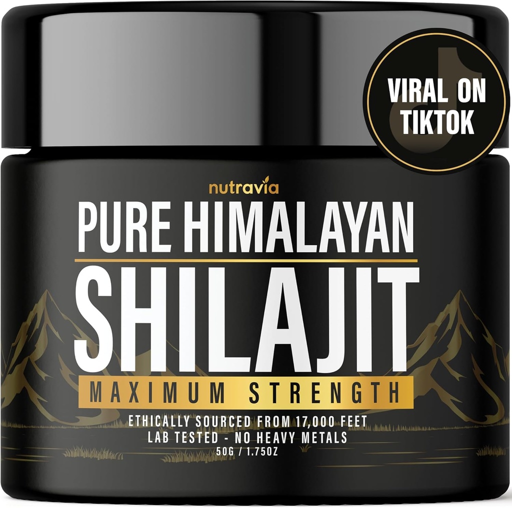 Shilajit Pure Himalayan Organic Resin - Natural Authentic Lab Tested Formula pre mužov, ženy - No Heavy Metals - 600mg Max Strength with 85+ Trace Minerals Golden Grade Shilajit Supplement (1 balenie)