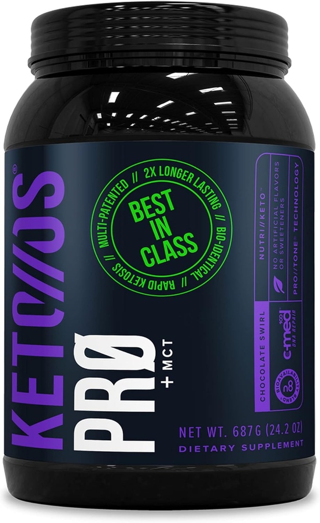 Pruvit Keto/OS Pro Chocolate Swirl + MCT Ketones - Keto/OS Pro Supplement for Energy Boost, Lepšia tráva a pomáha bojovať proti procesu starnutia - 30 Slúži