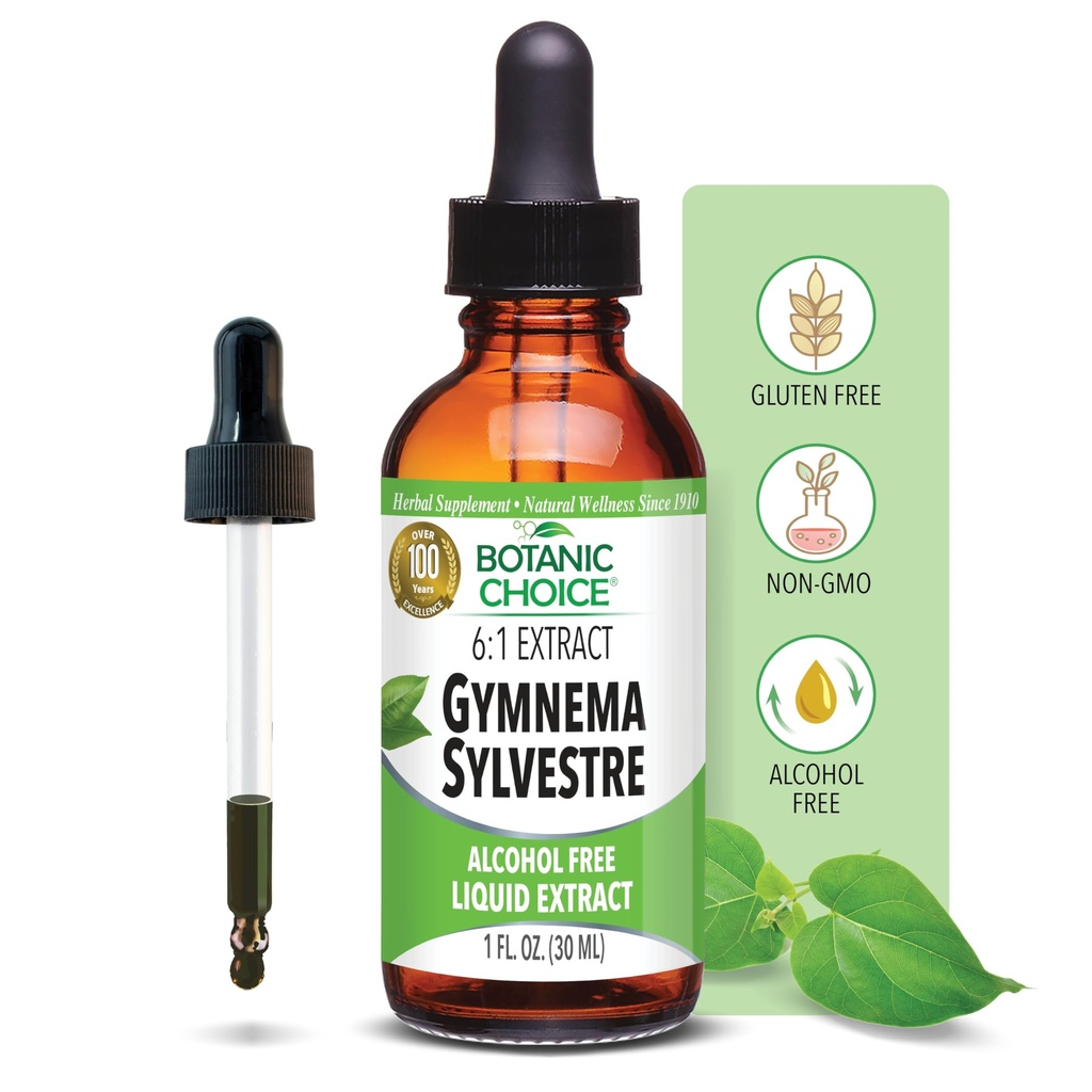 Gymnema Sylvestre-Liquid Extract, bez alkoholu, bez lepku, Non-GMO, Dropper, Bottle- 1 oz