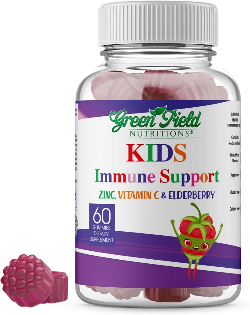 Greenfield Nutritions Halal Immune Support Staršie Gummy pre deti - podporuje váš imunitný systém Prirodzene s Halal Zinok a vitamíny Gummy Halal Vitamíny - 60 Delicious Kids Gummy Vitamíny