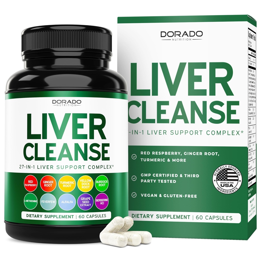 Pečeň Clean Detox & Repair (27 v 1 Vzorec - Mlieko Thitle, Púpava Root, Turmerica, Artičoky Extract & More) - Detox Cleanse Supplement, Pečeň Podpora pre dospelých, Vegan - 60 Kapsule