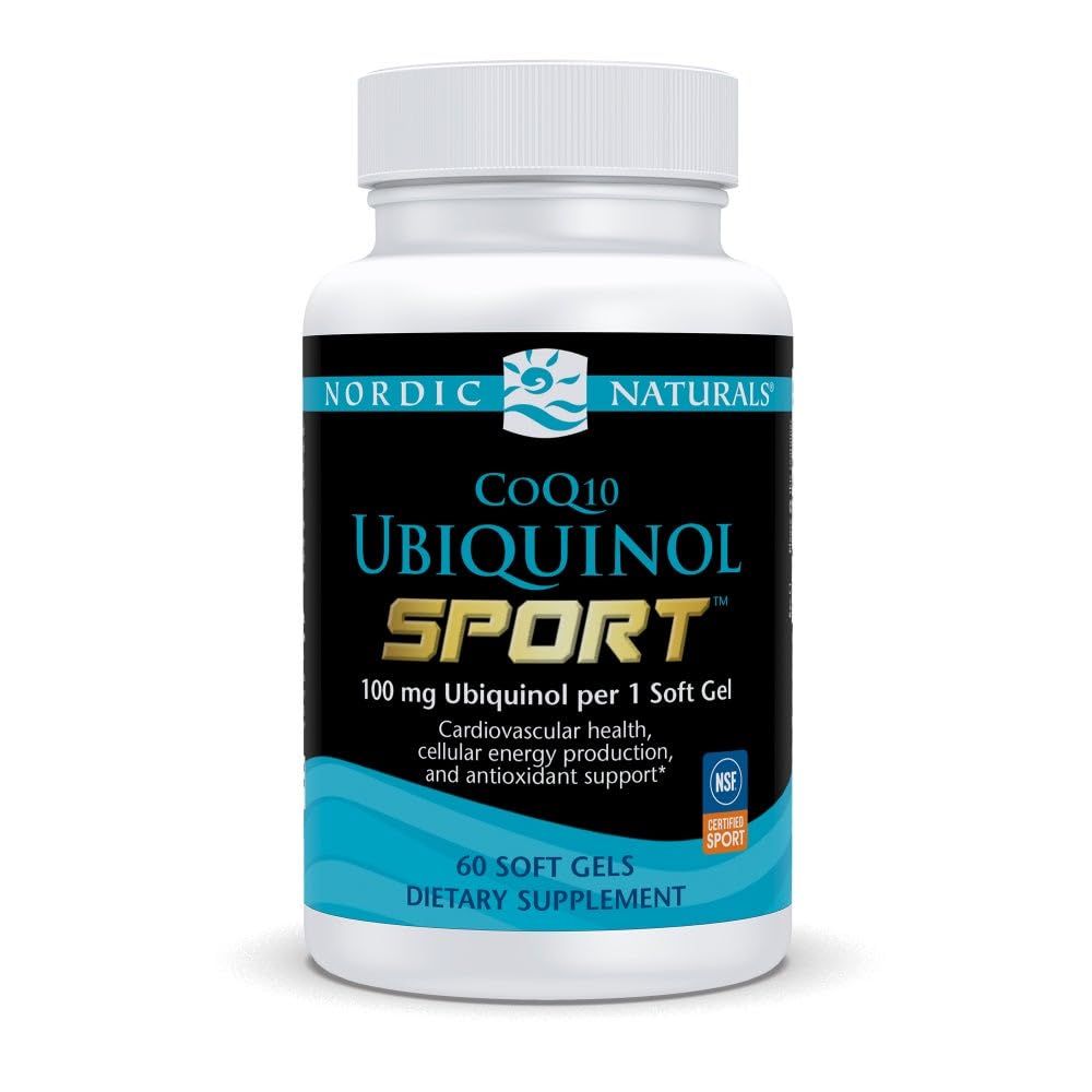 Nordic Naturals Nordic CoQ10 Ubichinol Sport - 60 Mini Soft Gels - 100 mg Ubichinol - Heart Health, Fyzikálny výkon, Cellular Energy Production - Non-GMO - 60 Servings