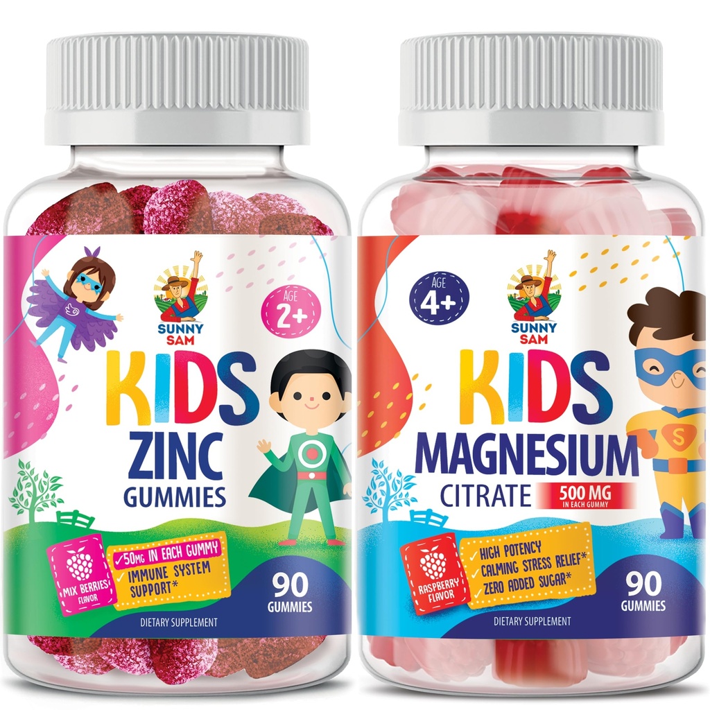 Horčík Gumičky pre deti a dospelých - 500 mg a zinok Gummy pre deti a dospelých - Zinok Žuvateľný Gummy pre imunitnú podporu - Výkonný prírodný antioxidant Non-GMO doplnok pre deti Muži Ženy Dospelí.
