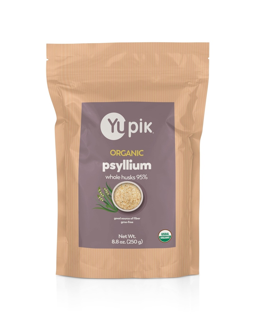 Yupik Organic Whole Husk Psyllium 8.8 Oz (Pack of 6), 95% Čistota, Rozpustné Fiber, USDA Certified, non-GMO, Kosher, Gluten-free, bez cukru a bez tuku, bez arómy, Plant-Based