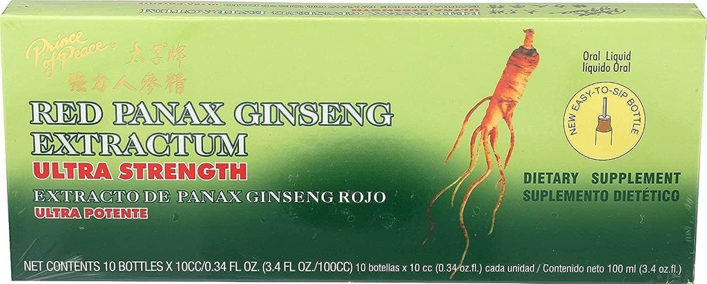 Prince of Peace Red Panax Ginseng Extractum Ultra Strength -- 3.4 oz - 10 fliaš