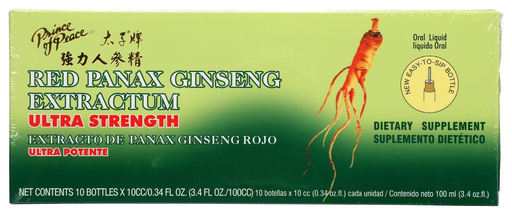 Prince of Peace Red Panax Ginseng Extractum Ultra Strength -- 3.4 oz - 10 fliaš