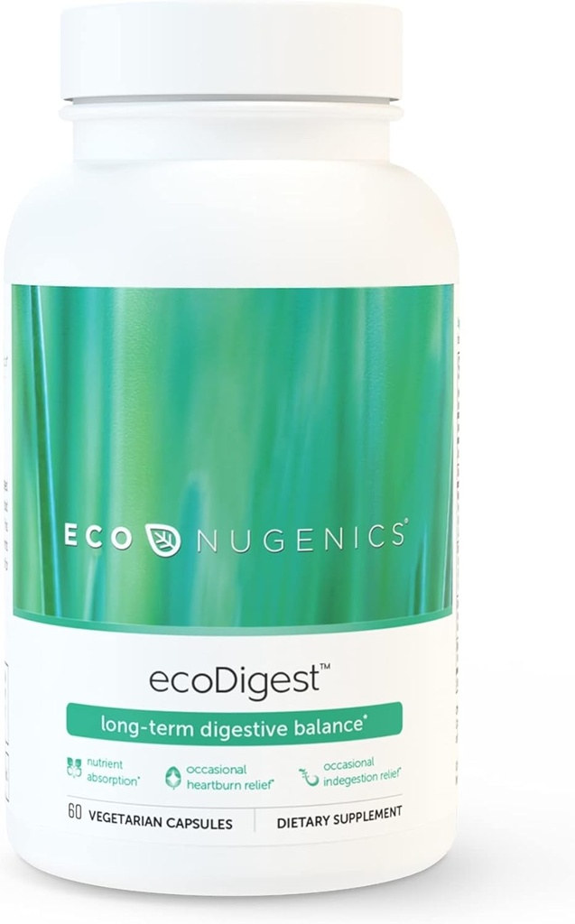 Econugenics EcoDigest Digestive Health Supplement - 60 Kapsule- Podpora trávenia - Byliny, liečivé huby a enzýmy