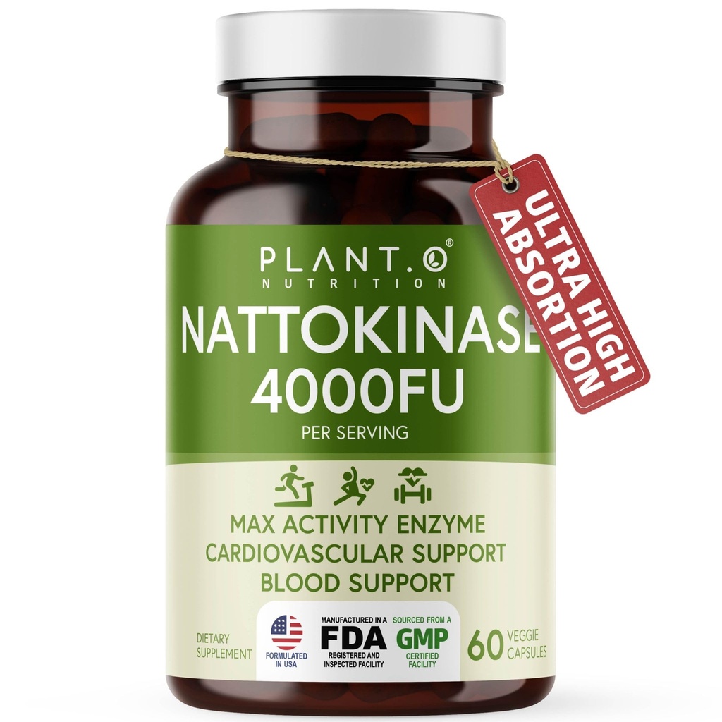 Nattokináza Supplement with Max Enzyme Support - 4,000 FU per Serving - Premium Nattokináza Formula pre podporu zdravia srdca - 60 Kapsule - Made in USA