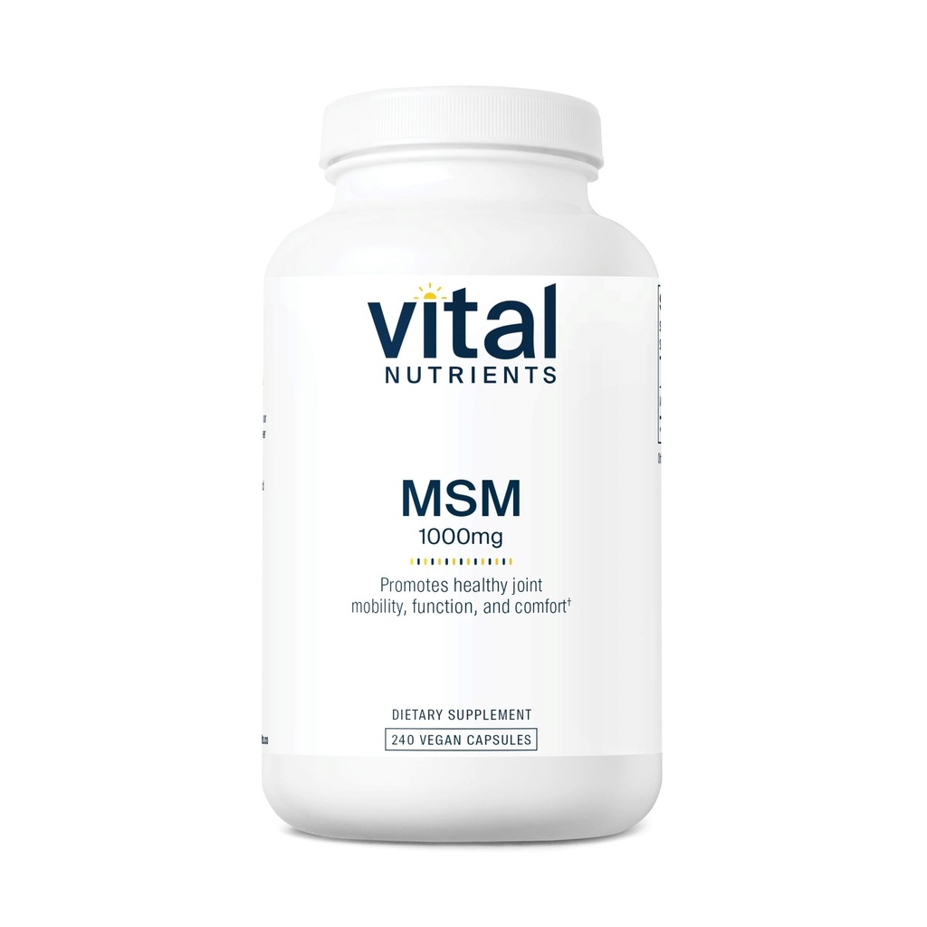 Vital Nutrients - MSM 1000 mg - Prírodná forma organického síry - 240 kapsúl