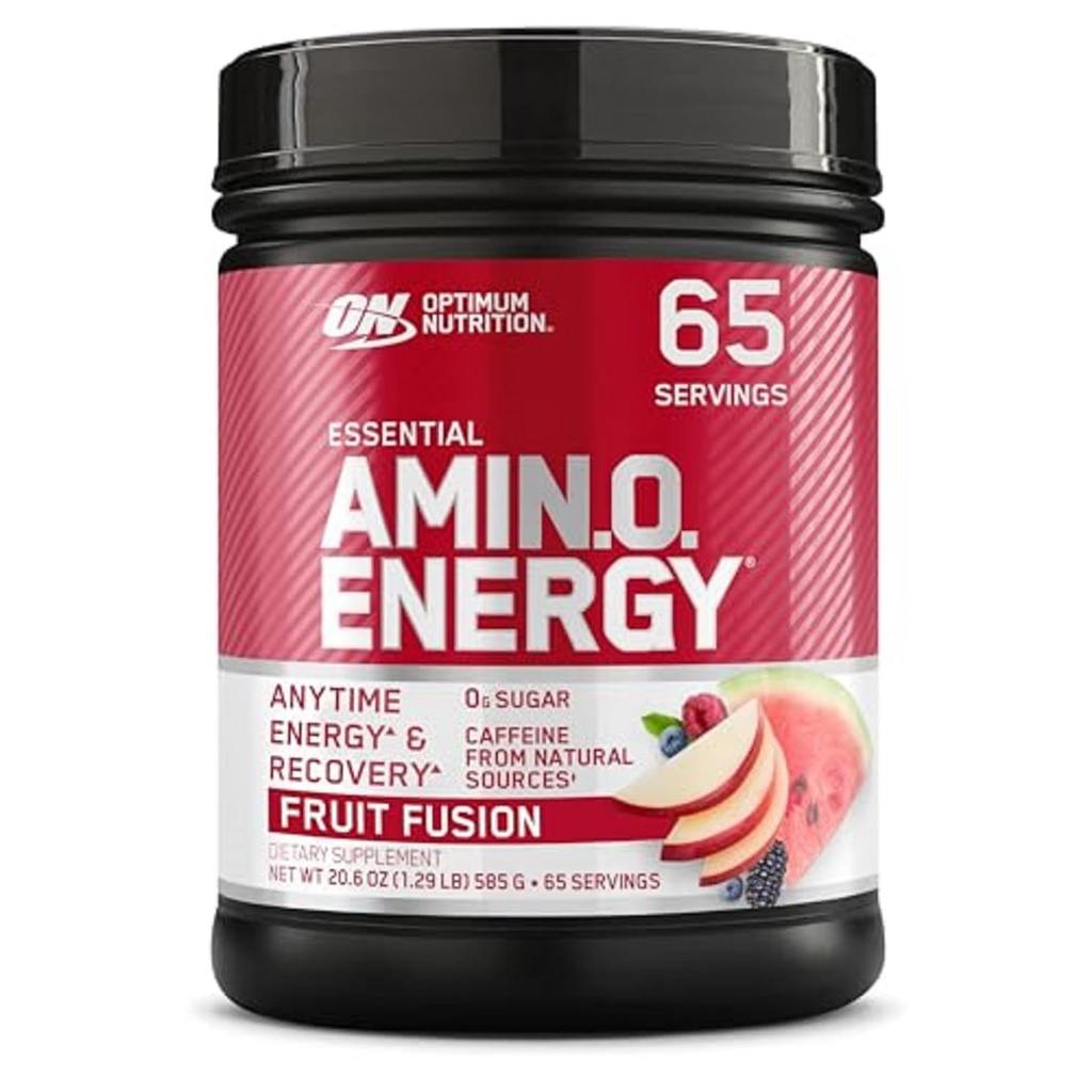 Optimálna výživa Amino Energy - Pre cvičenie so zeleným čajom, BCAA, Aminokyseliny, Keto Friendly, Zelená káva extrakt, Energetický prášok - Fruit Fusion, 65 Servings (Packaging May Vary)