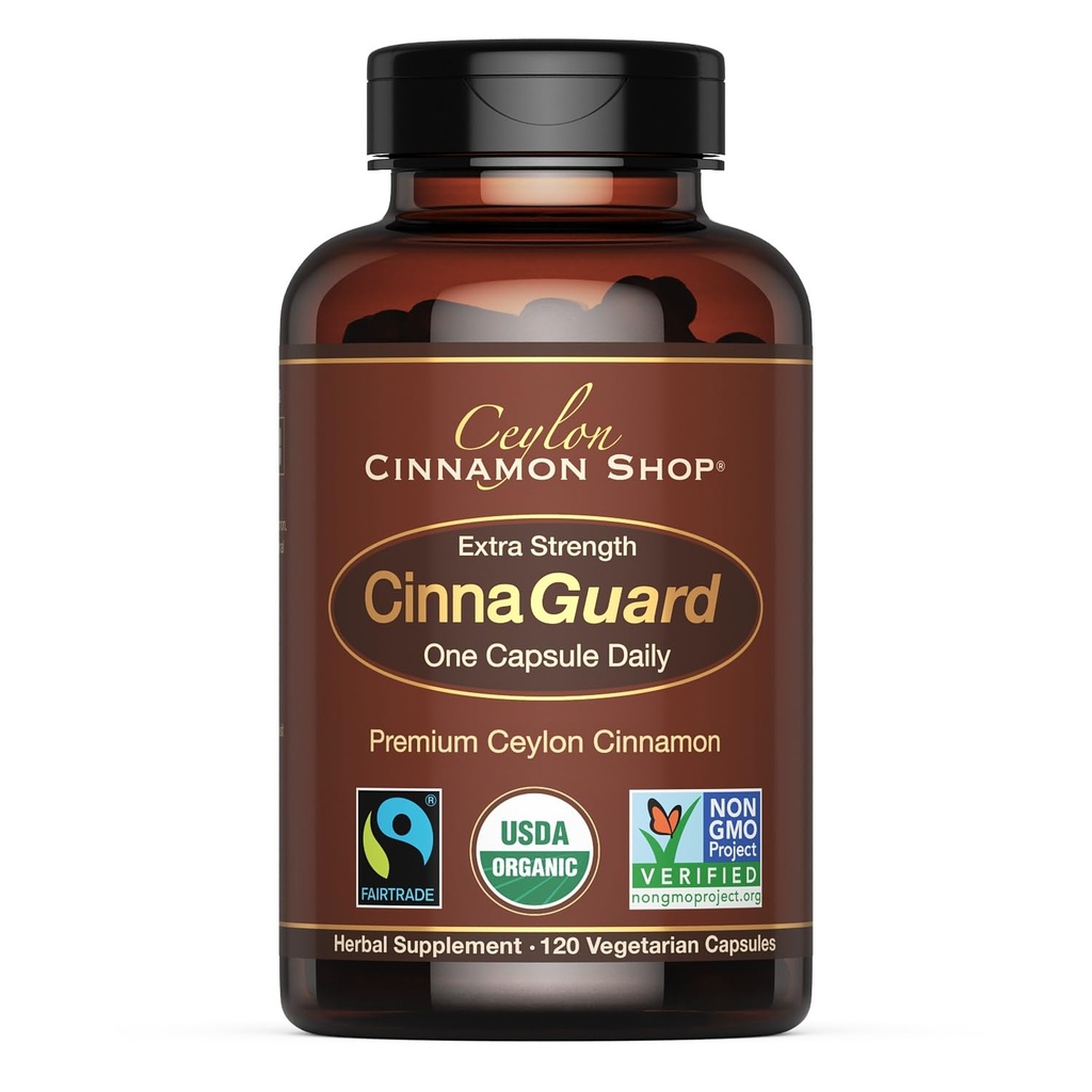 Ceylon Škorica Obchod CinnaGuardTM Organické Ceylon Škorica Supplement 2500 mg na kapsulu 
