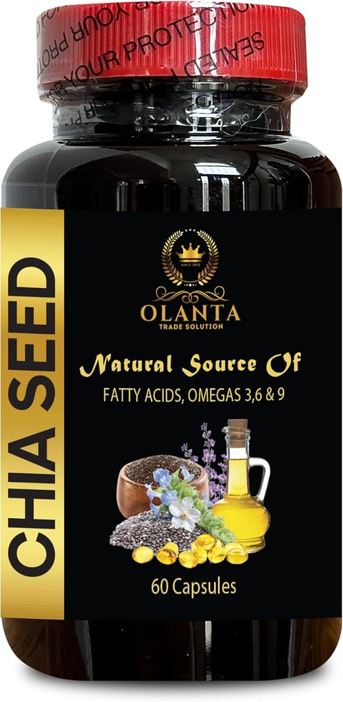 chia semienka bez gluténu - CHIA SEED - chia olej zo semien chia, výživové doplnky obsahujúce kyselinu alfalipovú, antioxidanty pre ženy, imúnne posilňovacie pilulky, chia semená biele organické - 1 fľaša 60 Softgels