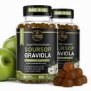 Soursop Leaves & Soursop Fruit Gummies - 3000mg Soursop Extract - 2 Balíček Graviola Supplement - Soursop Fruit and Leaf - 120ct - Bez cukru - bezlepok zadarmo 