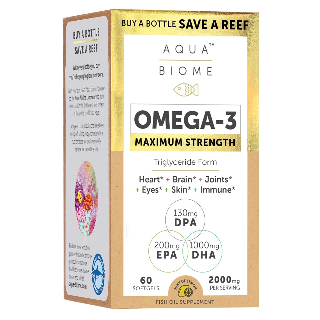 Enzymedica Aqua Biome Maximálna sila Omega 3 Rybí olej, 60 Softgels