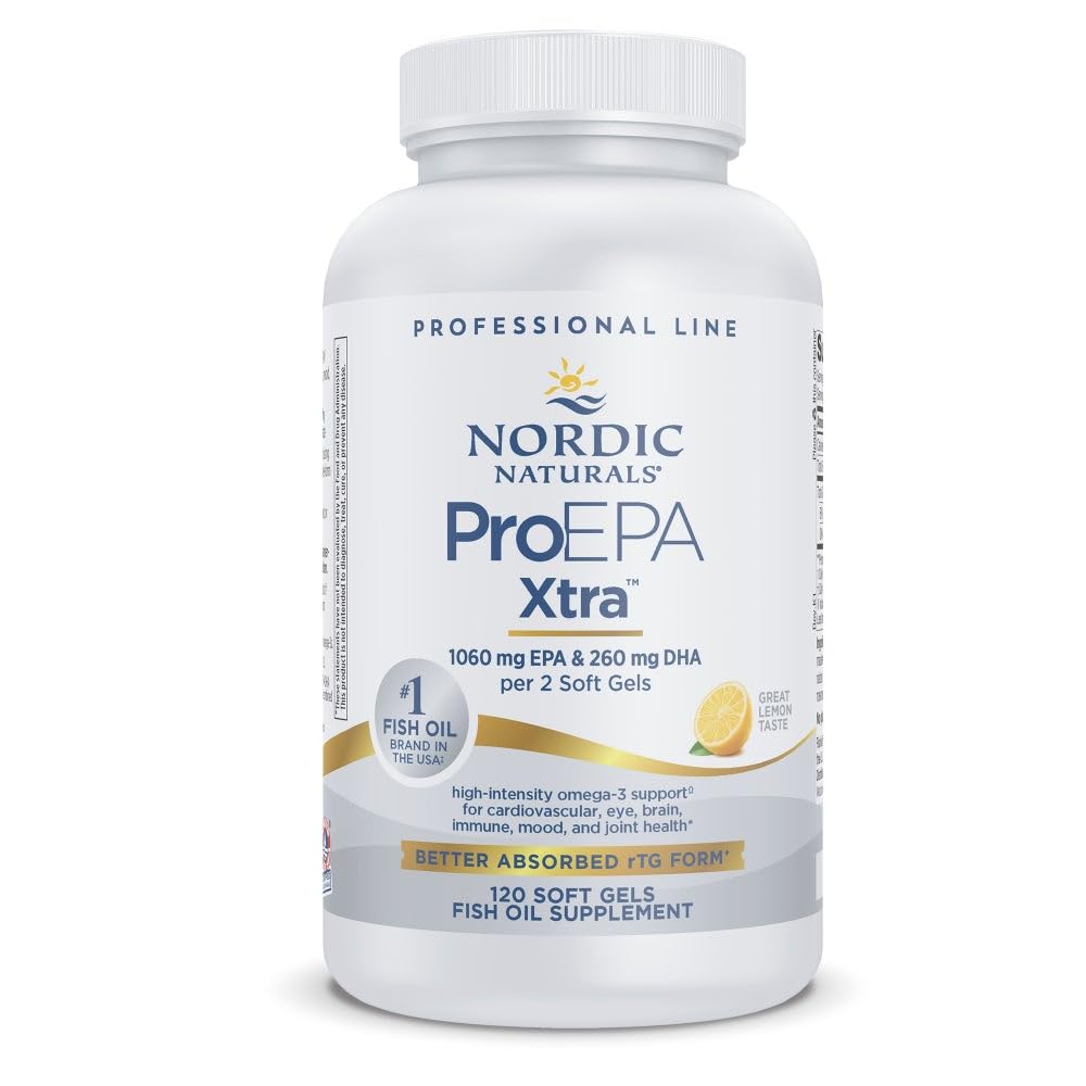 Nordic Naturals ProEPA Xtra, Citrón - 120 Soft Gels - 1640 mg Omega-3 - High-Intenzity EPA Formula pre pozitívnu náladu, zdravie srdca a bunky funkcie - non-GMO - 60 Servings