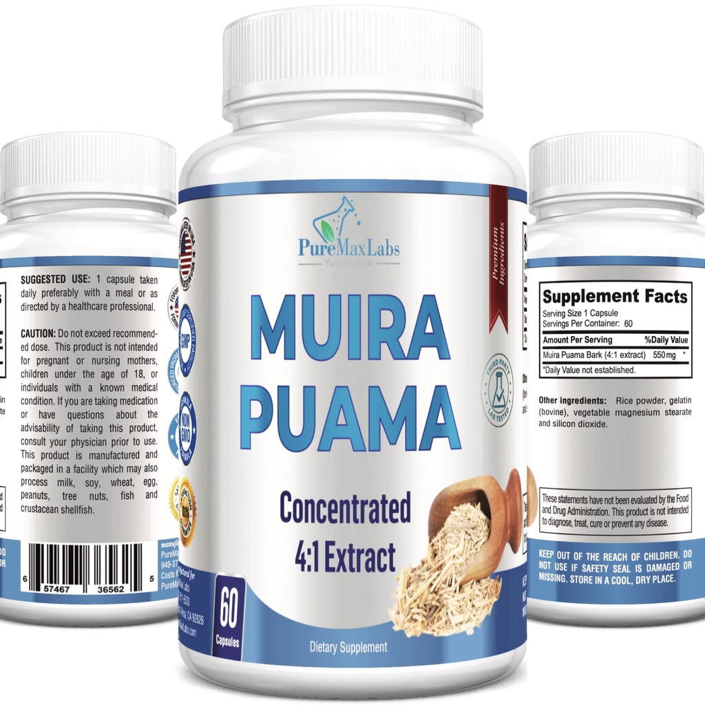 Muira Puama Kapsule - koncentrované 4:1 extrakt, ekvivalent 2200 mg v kapsule, 60 kapsúl