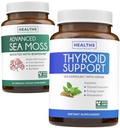 Bundle of tyreoid support & Sea Moss - Sea Moss Starostlivosť o štítnu žľazu Pack - Podpora štítnej žľazy s jódom (120 Caps) a Írske Morské Moss Kapsule - Raw Vegan Supplement with BioPrine (non-GMO & Organic)
