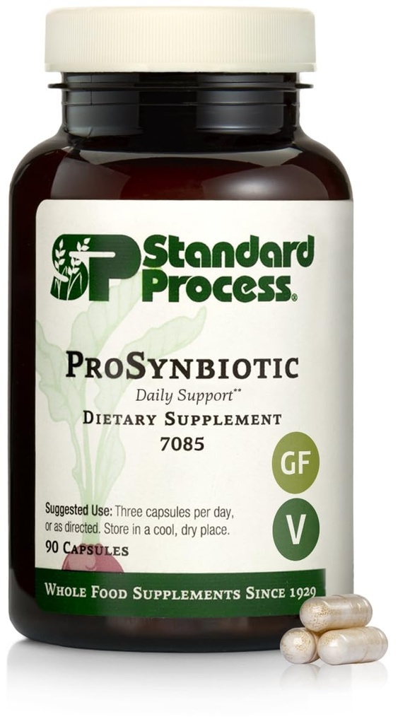 Štandardný proces ProSynbiotic - celý potravinový bowel, Imunitná podpora, Trávenie a Tráviace zdravie s bifidobacterium, korene čakanky, Lactobacillus Acidophilus, a Inulin - Vegetarián - 90 Kapsule