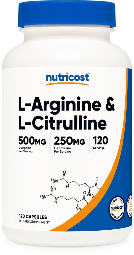 Nutricost L-Arginín L-Citrulline Complex 750mg, 120 Kapsule - Non-GMO