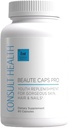 Consult Health Beaute Caps Pro - podporuje rast vlasov, kože a nechtov zdravie - kolagén, vitamíny B6, B7,B12, D & 10,500 mcg Biotin - MSM, krvná pomaranč - Anti-Aging - USA Made - Ženy a muži 60 Kapsule
