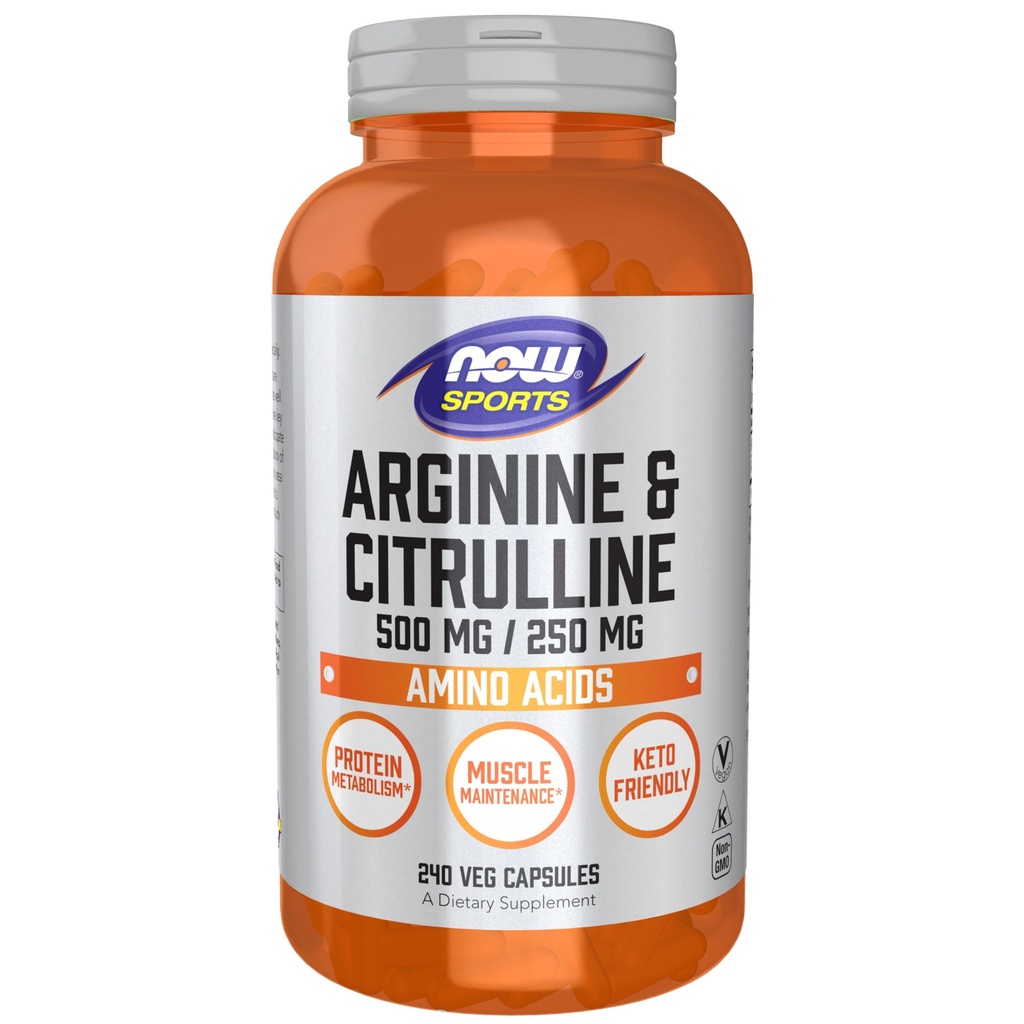 Teraz športová výživa, arginín a citrulín 500 mg/ 250 mg, aminokyseliny, 240 Veg kapsuly