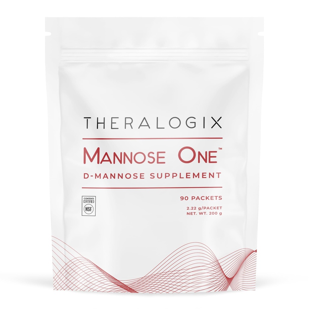 Theralogix Mannose One D-Mannose Powder - 90-Day Supply - Podpora zdravia močových ciest s 2000 mg D-Mannose* - NSF Certified - 90 paketov
