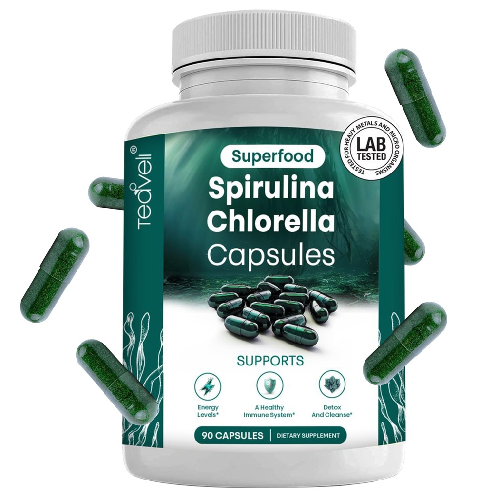Spirulina a Chlórella Kapsule 