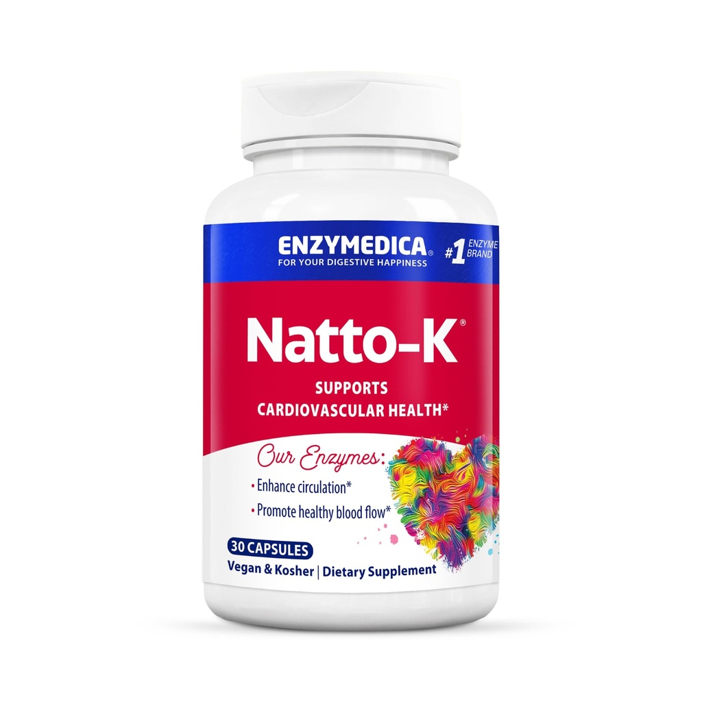 Enzymedica, Natto- K, Nattokináza Supplement, podporuje zdravie srdca a obeh, 30 Počet