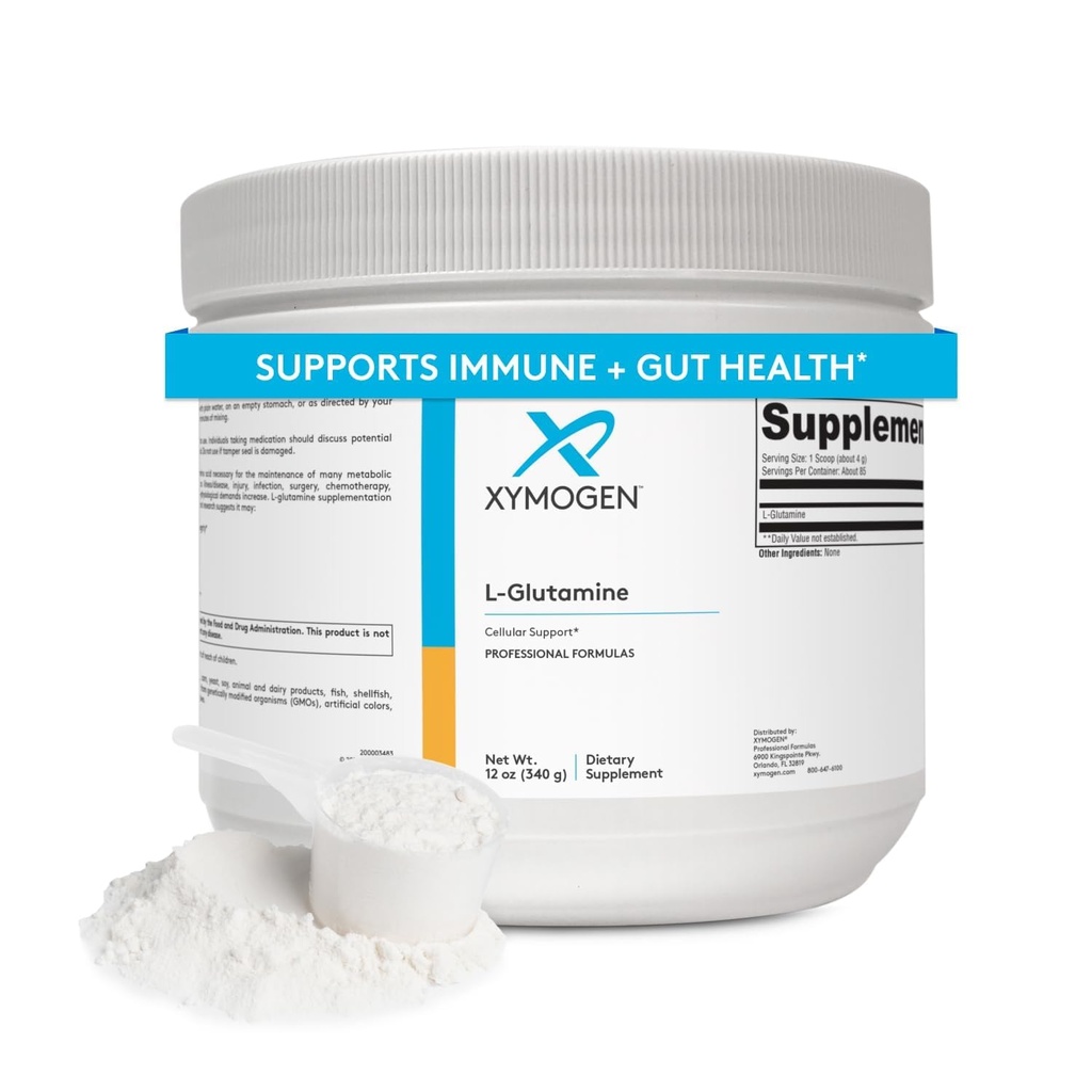 XYMOGEN L-Glutamine Powder Supplement - Podporuje Cellular, Immune System + Gut Health - Podporuje svalovú hmotu Retention, 4000mg L-Glutamine Per Serving (12 oz / 85 Servings)