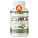 Gade Nutrition Hero Repy - Repa Root Kapsule 1500mg - Organická repa Root prášok + Vitamín C Zinok, bazy, granátové jablko, Hroznové semená extrakt - 3 mesiace dodávky