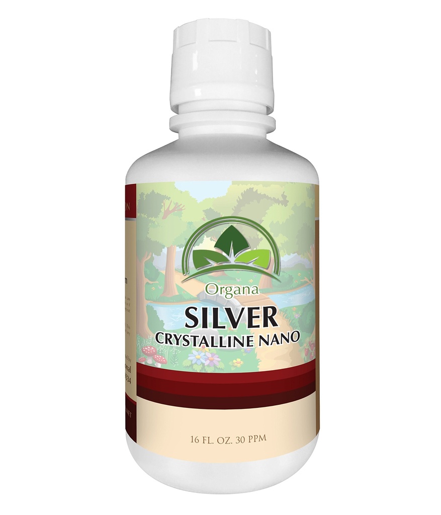 Organa Crystalline Nano Koloidné striebro - Ultra Pure Silver Liquid for Immune Support - Ultimate Bio Active Supplement Solution - Plata Coloidal - 16 Ounces - 30 PPM