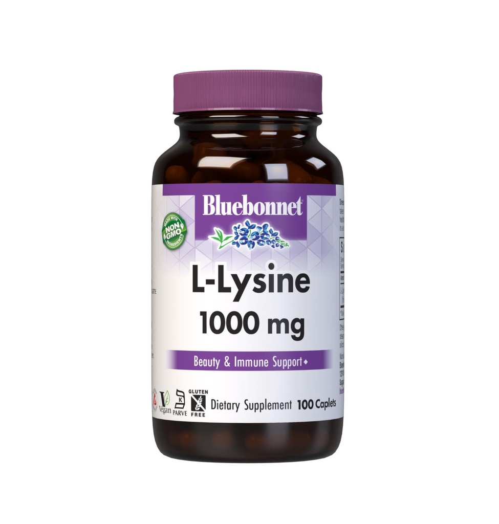 BlueBonnet L-lyzín 1000 mg Essential Amino Acides Supplement - Immune & Colagen Suplements for Women & Men - Non-GMO, Vegan & Gluten-Free - 1000 mg Lysin per Serving - 100 Caplets