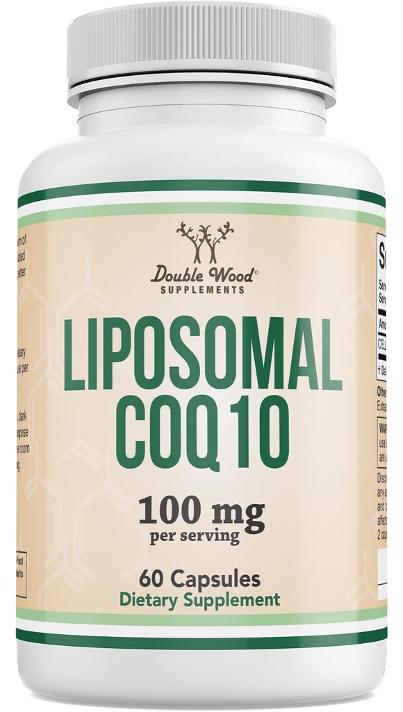 Lipozomálne CoQ10 Supplement for Antioxidant & Energy Support (100mg per Serving, 60 Day Supply), Third Party tested, Vegan Safe, non-GMO by Double Wood