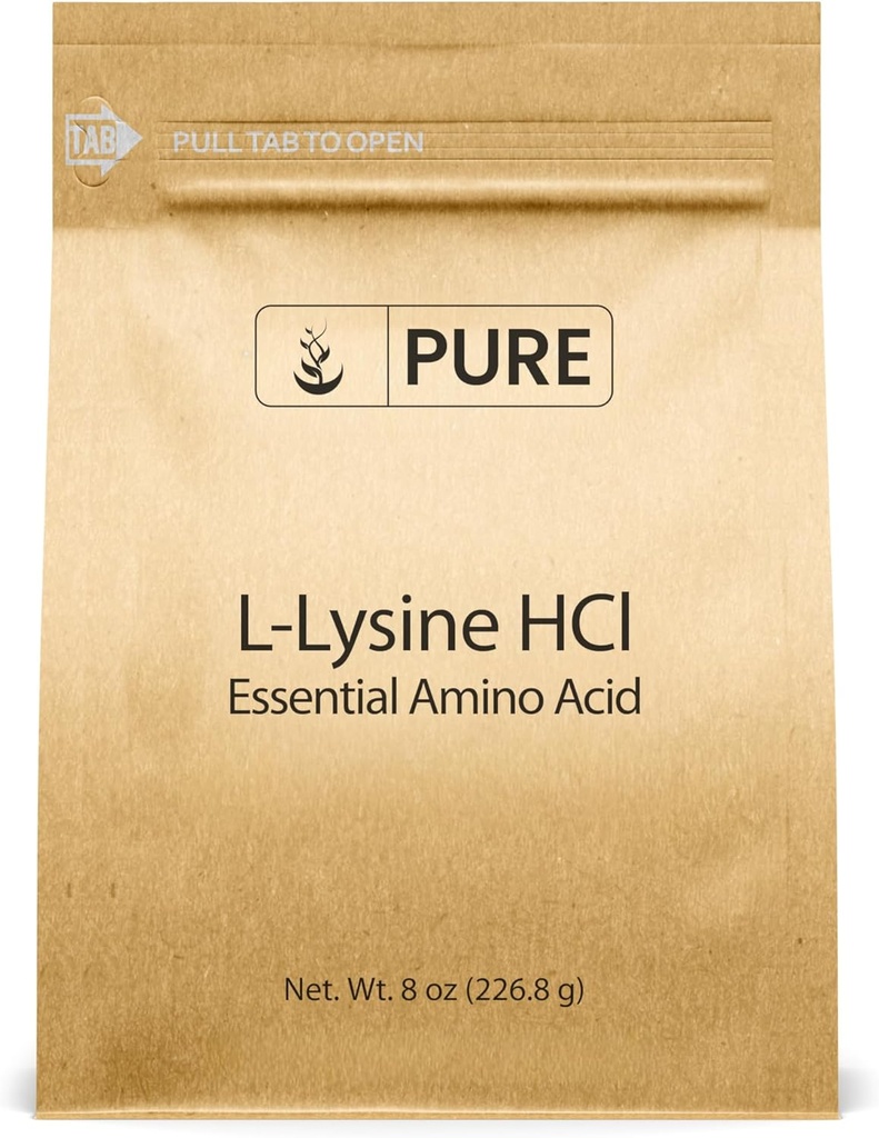Pure Original Ingredients L-lyzín HCl (8 oz) Alpha Amino Acid, non-GMO, Gluten-free