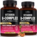 Vitamín B komplex pre mužov a ženy - vyrobený v USA - B-komplex: B1, B2, B3, B6, B7, B8, B9, B12 s vitamínom C, cholín, Inozitol - Energy, Brain & Heart Suplement - 120 Vegánskych kapsúl