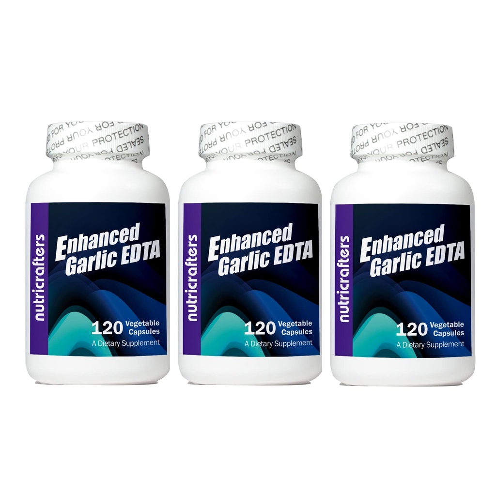Vylepšený cesnak EDTA 120 kapsúl - 3 balenia - 1000 mg vysokej potencie vápnika Dinátrium EDTA Formula - bez horčíka sterát alebo hliník obsahujúci zeolit - 1000 mg denne - 3 fľaše 120 kapsúl