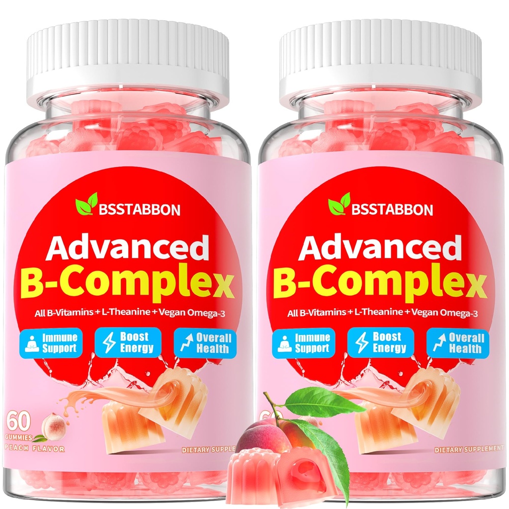 Organické Metylované vitamíny B Gummy: Prírodný komplex doplnok s B1 B2 B3 B5 B6 B7 B9 B12 Plus D3 Magnézium Ashwagandha Omega3 - Energetická podpora pre prácu dospelé ženy Muži (120Count)