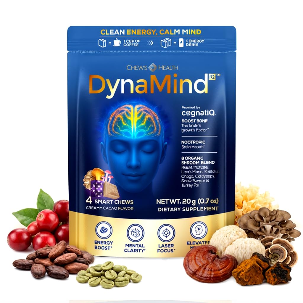 DynaMind iQ Brain Supplement for Memory and Focus for Adults - Nootropic Chews 