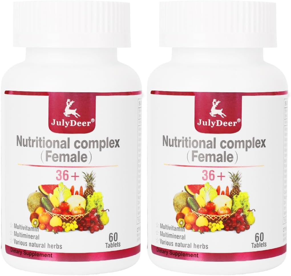 Jedna denná tableta Multivitamín pre ženy - Kompletný multiminerálny s vitamínom A, C, D, E a B-komplex, zinok a viac pre ženskú imunitu, vlasy, kožu a nechty, zažívacie + vegetariánske - 2 fľaše