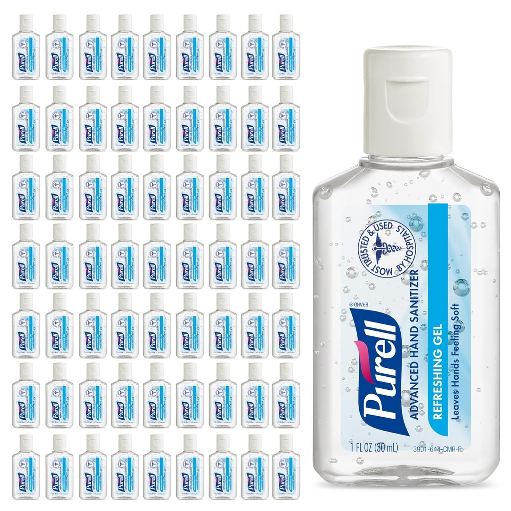 Purell Advanced Hand Sanitizer Osviežujúci gél, čistá vôňa, 1 fl oz Travel Size flip-Cap fľaša (Pack of 72) - 3901-72-CMR