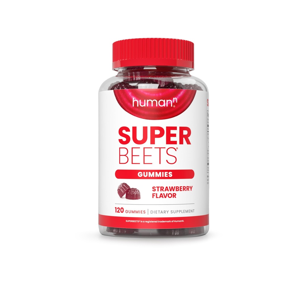 HumanN SuperBeets Strawberry Heart Gummies - Cvikla a výťažok z hroznových semien, 120 gróf