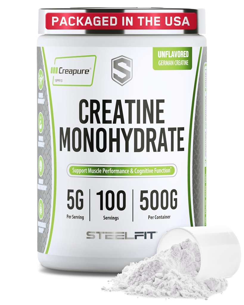 Oceľové fit kreatúry Kreatín Monohydrát Prášok, Neochutený - Nemecký mikronizovaný Kreatín Powder pre mužov a ženy - Gym Cvičenie Nutričné doplnky pre svalový zisk, mozog zdravie a silu budov