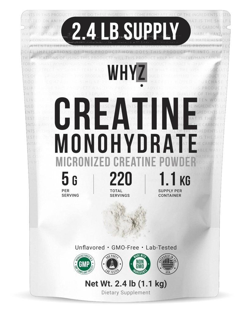 Pure Creatine Monohydrate Powder 2.4 lb Micronized Unflavored Creatine for Women and Men, Fine Texture Bulk Creatine Powder for Smooth Mixing & Easy Dissolve Pre Workout, Vegan Friendly, 1100g
