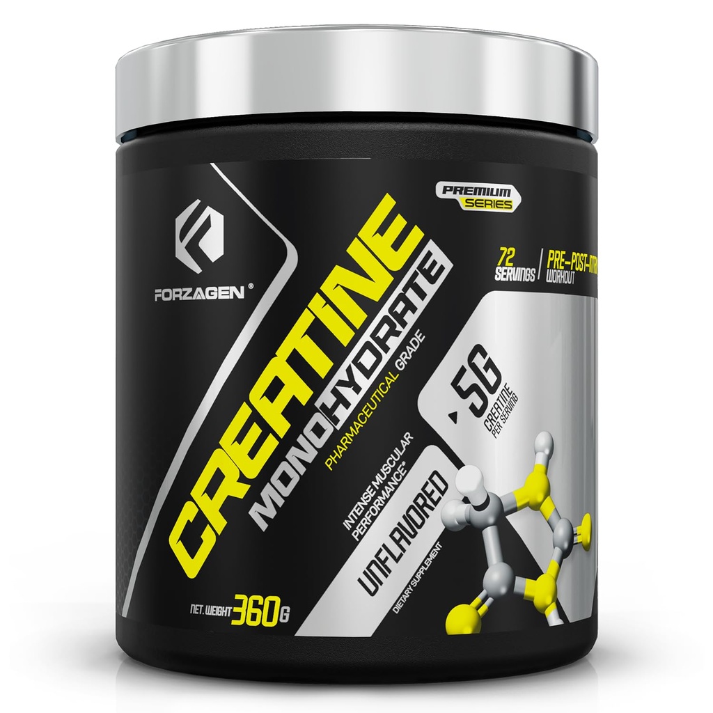 Forzagen Kreatín Monohydrát Prášok Neochutený, Mikronizovaný Kreatín Powder for Muscle Gain for Men & Ženy, Creatina Monohidratada en Polvo, Creatina para Aumentar la Masa Muscaar - 72 Servíruje